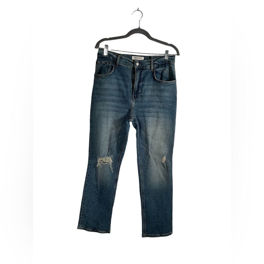 Reformation Palermo Destroyed  High Rise Straight Stretch Jeans Women's Size 31
